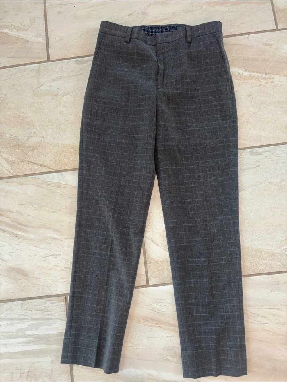 Lauren Ralph Lauren Grey Windowpane Boys Dress Pants 10R